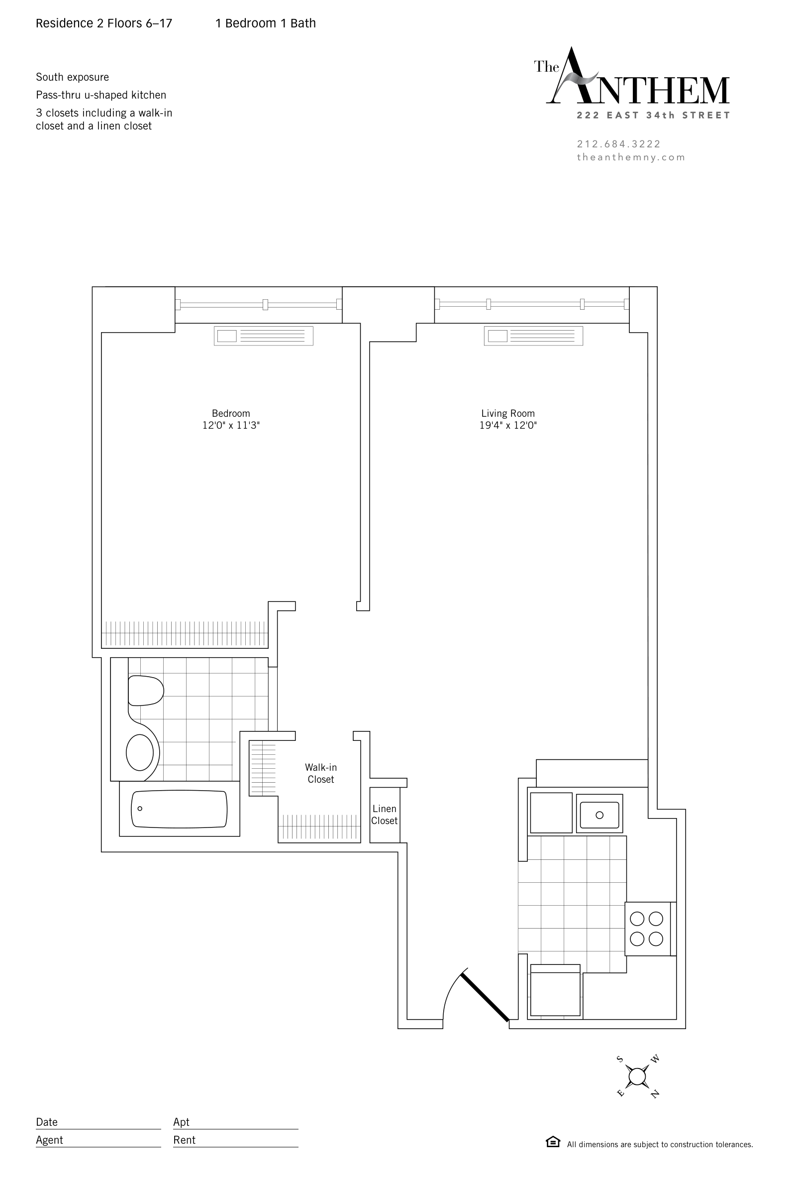 Floor plan — Residence 702 — 1 Bedroom