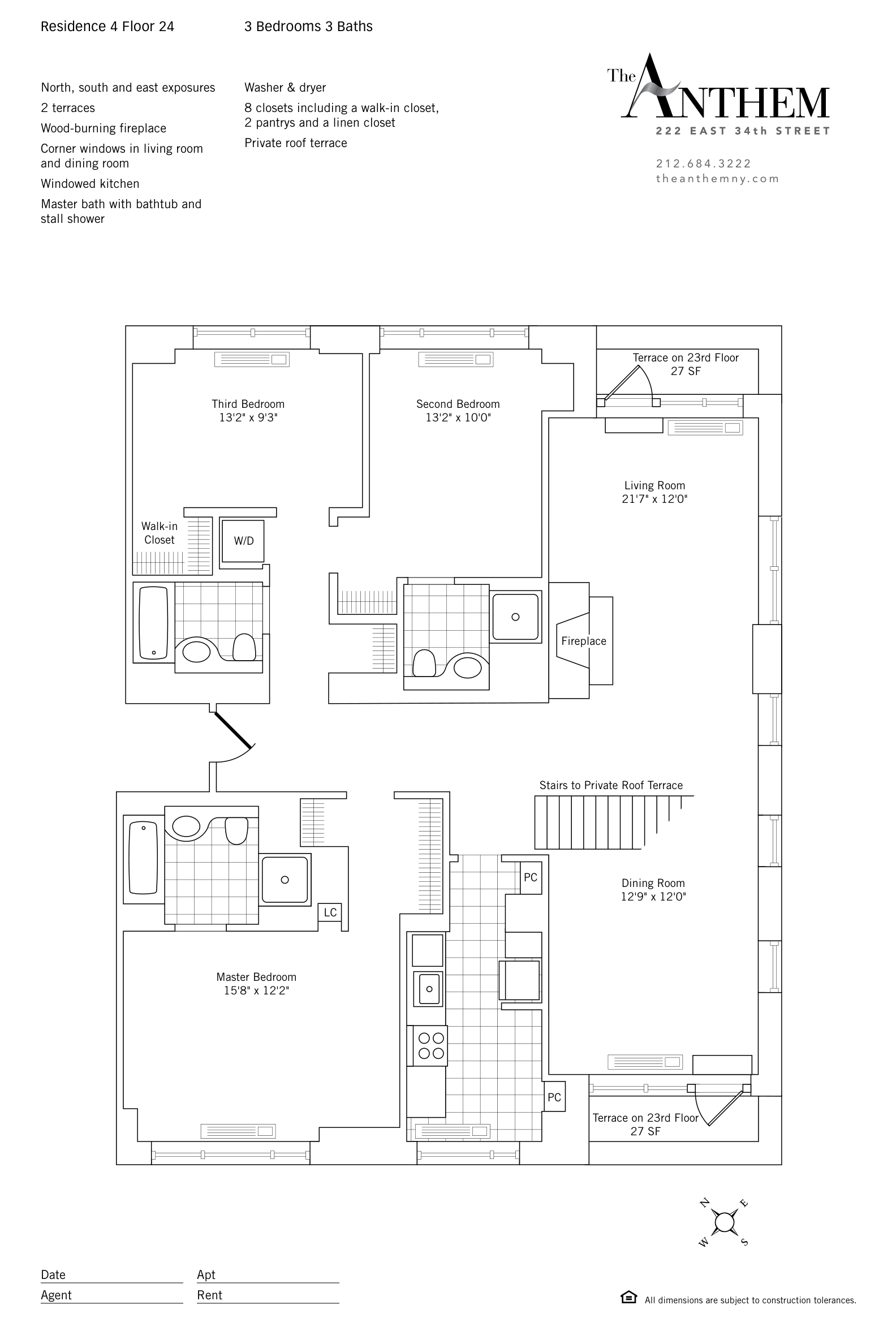Floor plan — Residence 2404 — 3 Bedroom