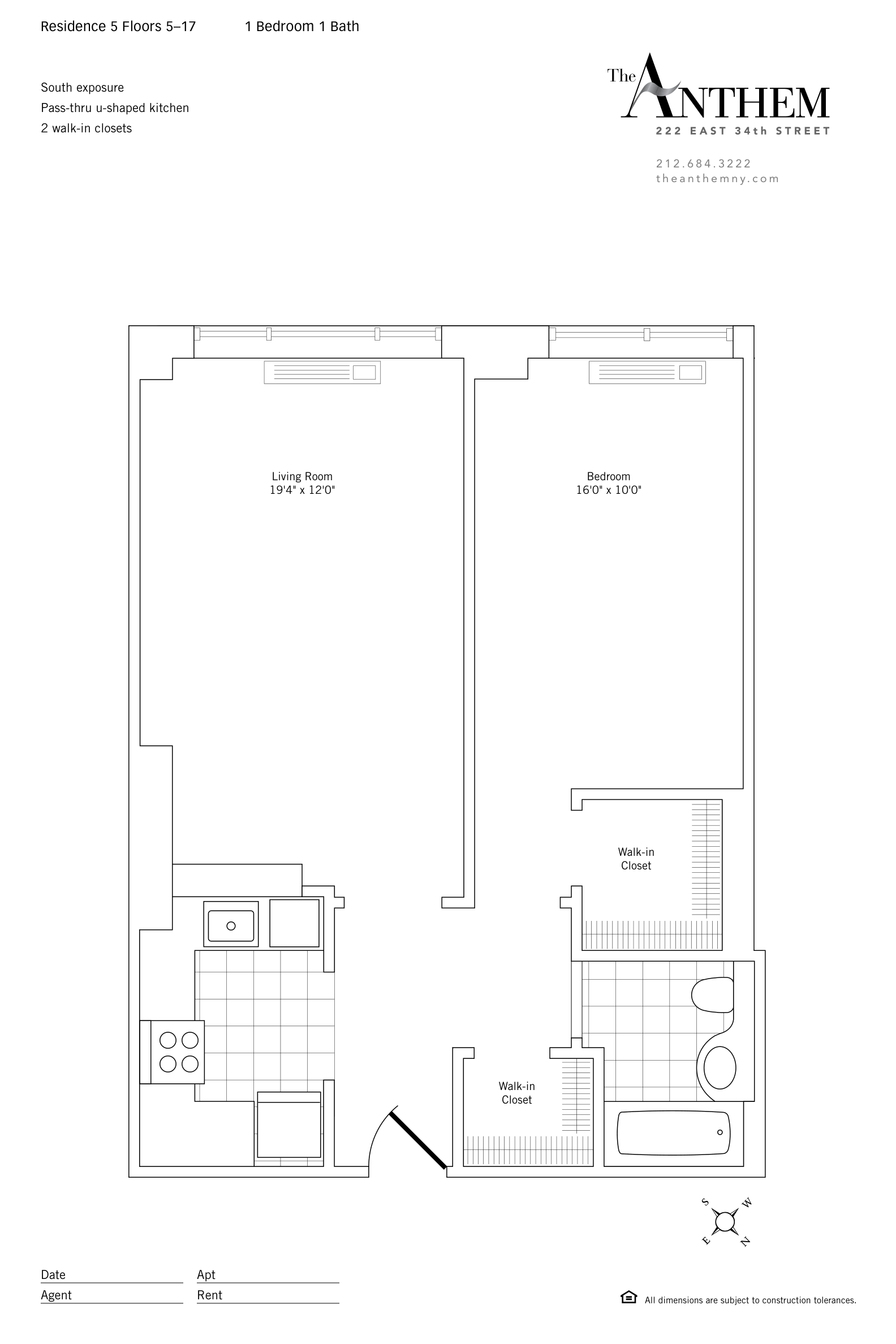 Floor plan — Residence 1205 — 1 Bedroom