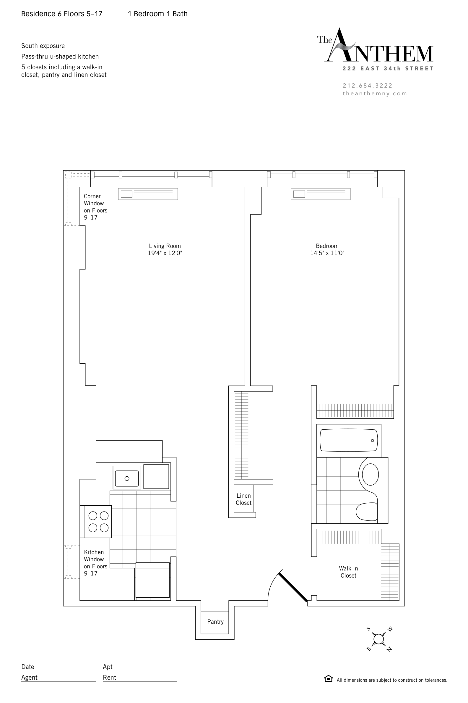 Floor plan — Residence 606 — 1 Bedroom