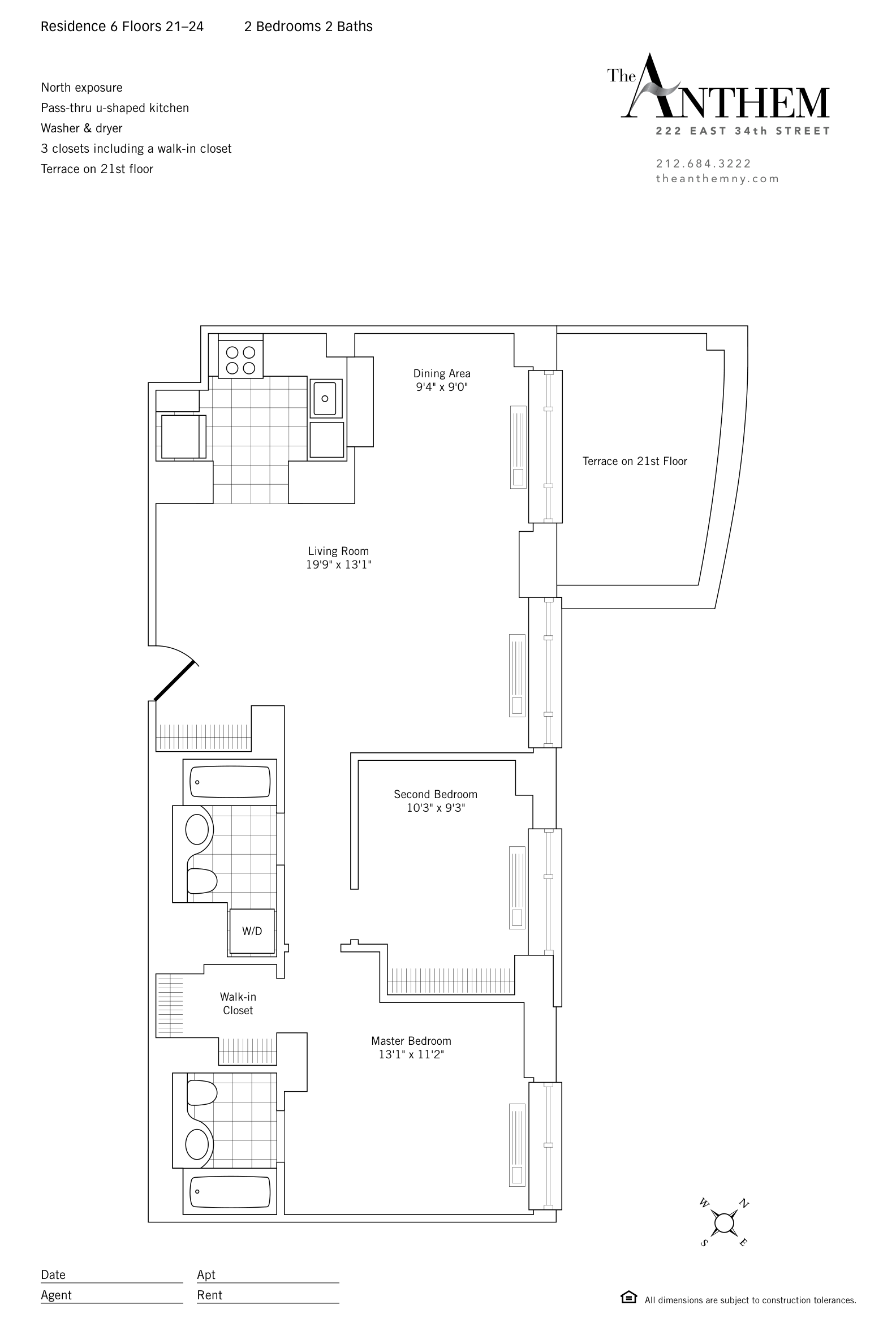 Floor plan — Residence 2206 — 2 Bedroom