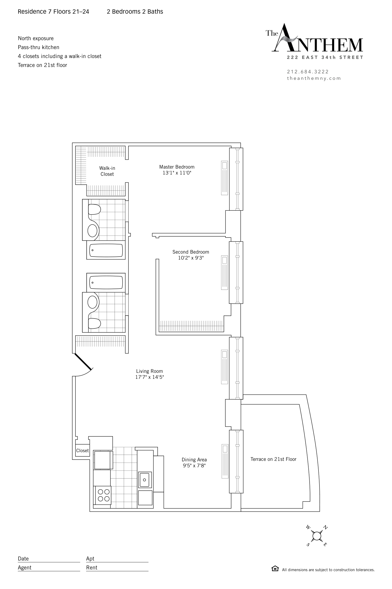 Floor plan — Residence 2307 — 2 Bedroom