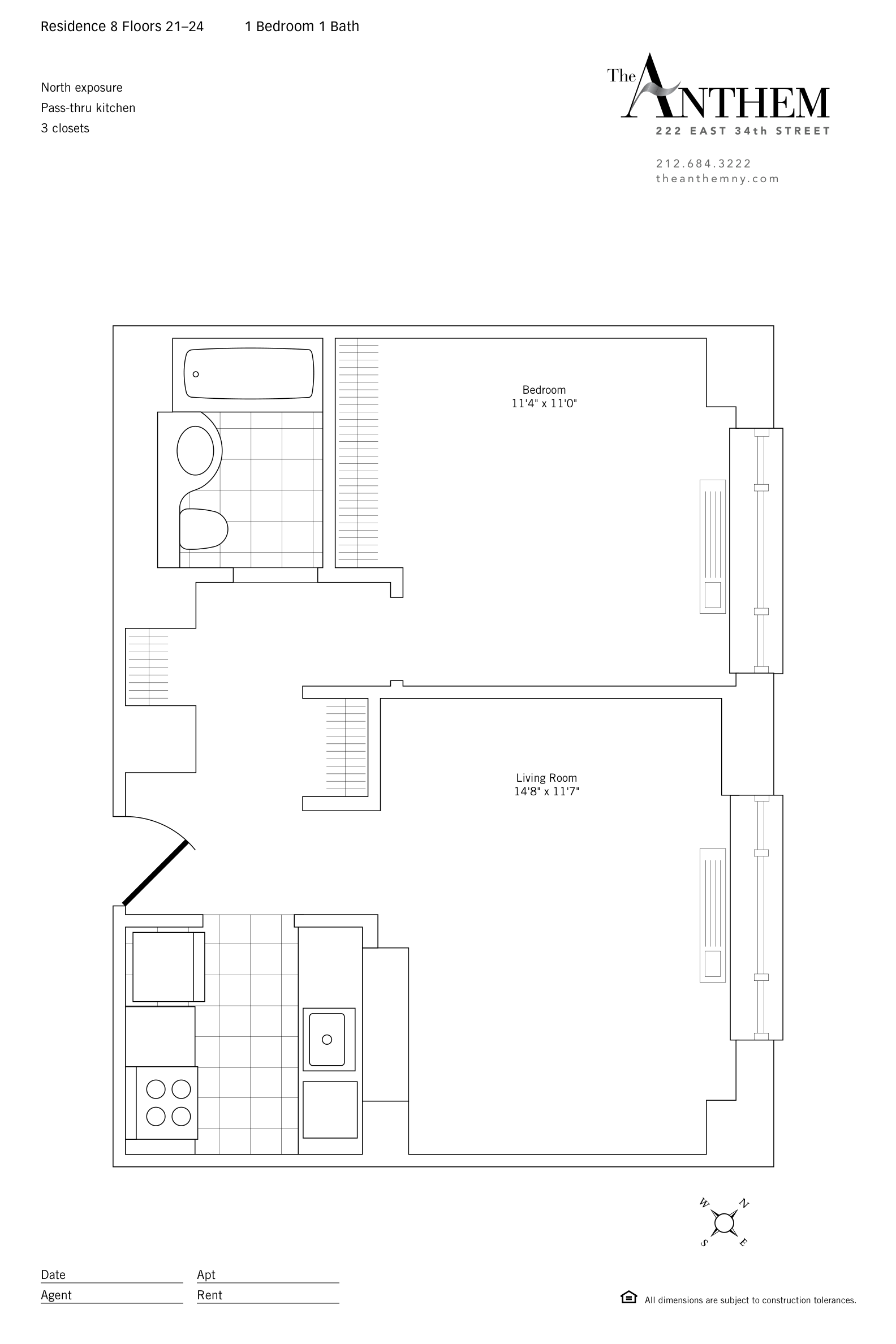 Floor plan — Residence 2208 — 1 Bedroom