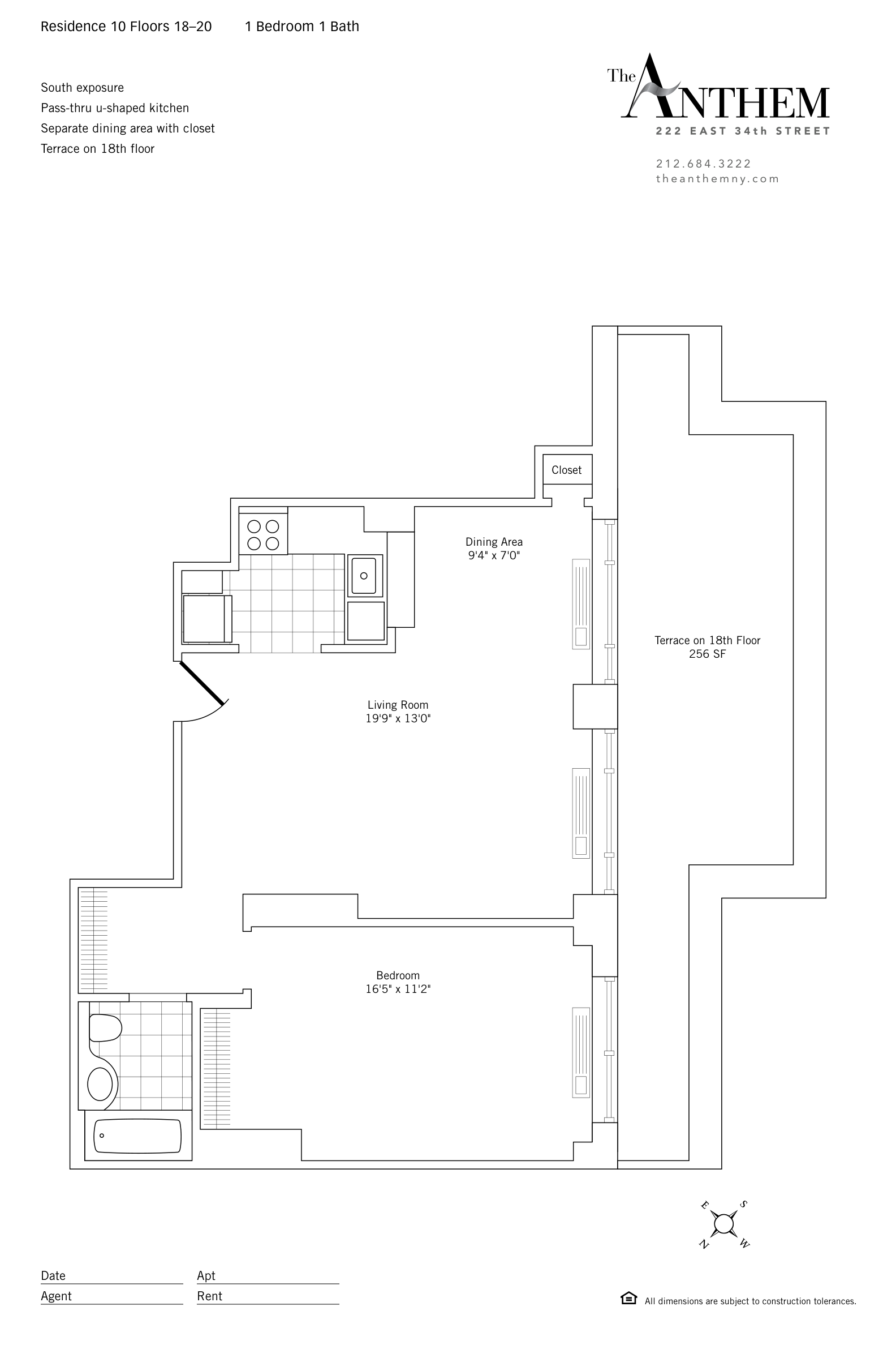 Floor plan — Residence 1810 — 1 Bedroom