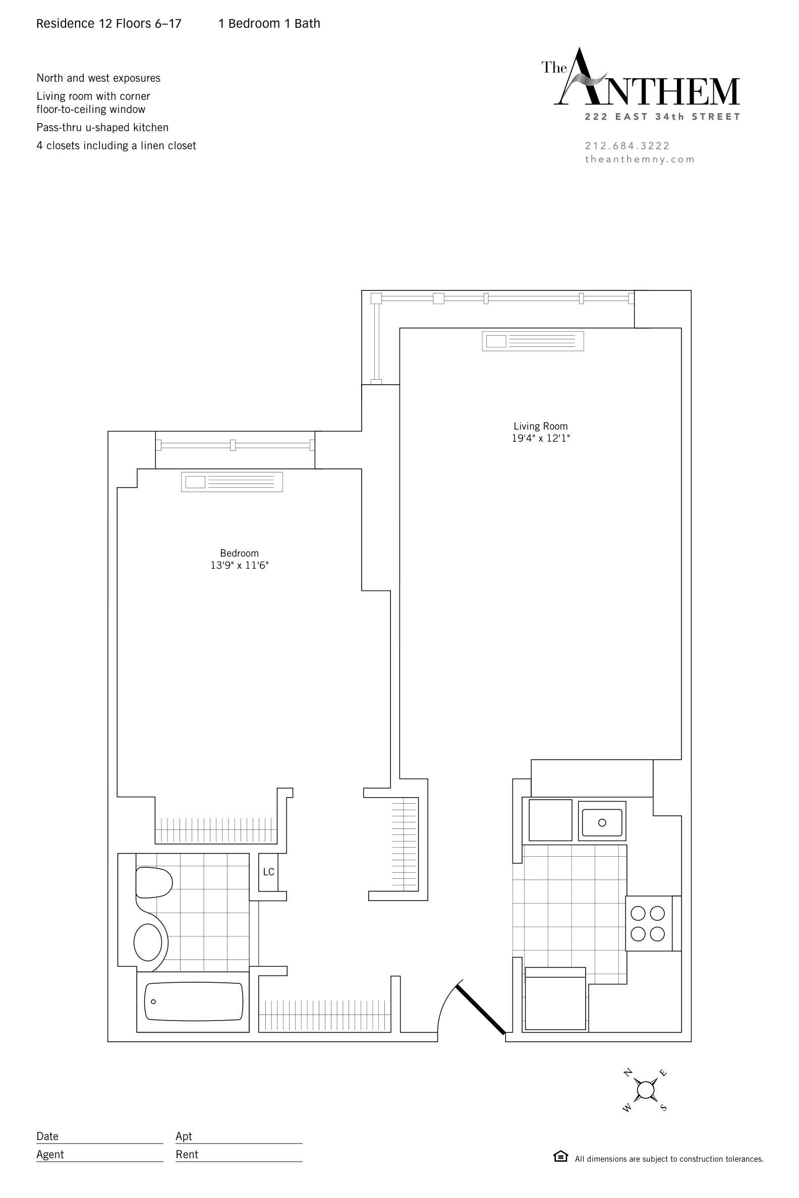 Floor plan — Residence 1012 — 1 Bedroom