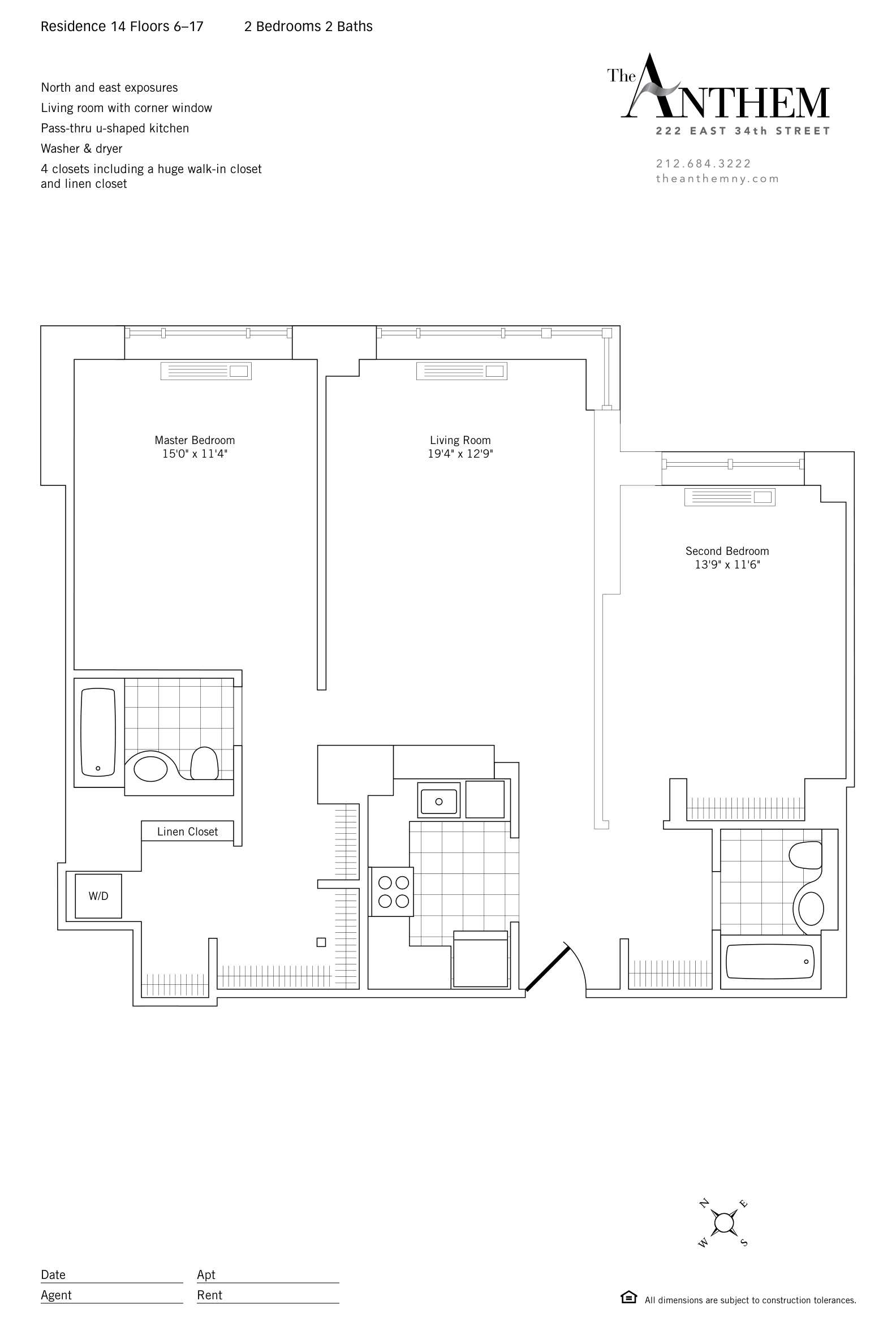 Floor plan — Residence 1614 — 2 Bedroom
