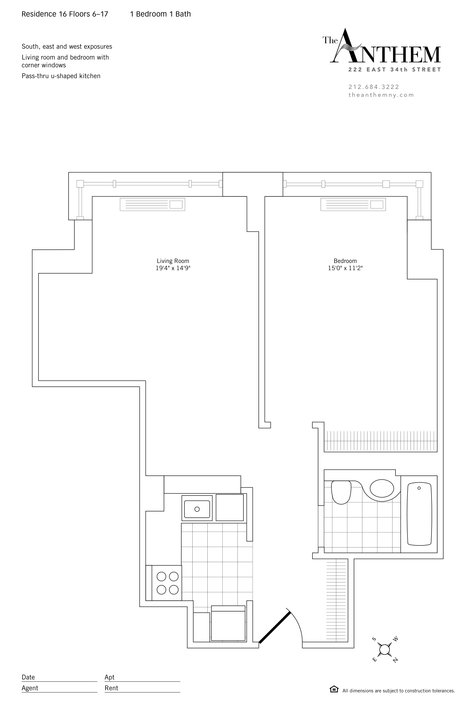 Floor plan — Residence 1116 — 1 Bedroom