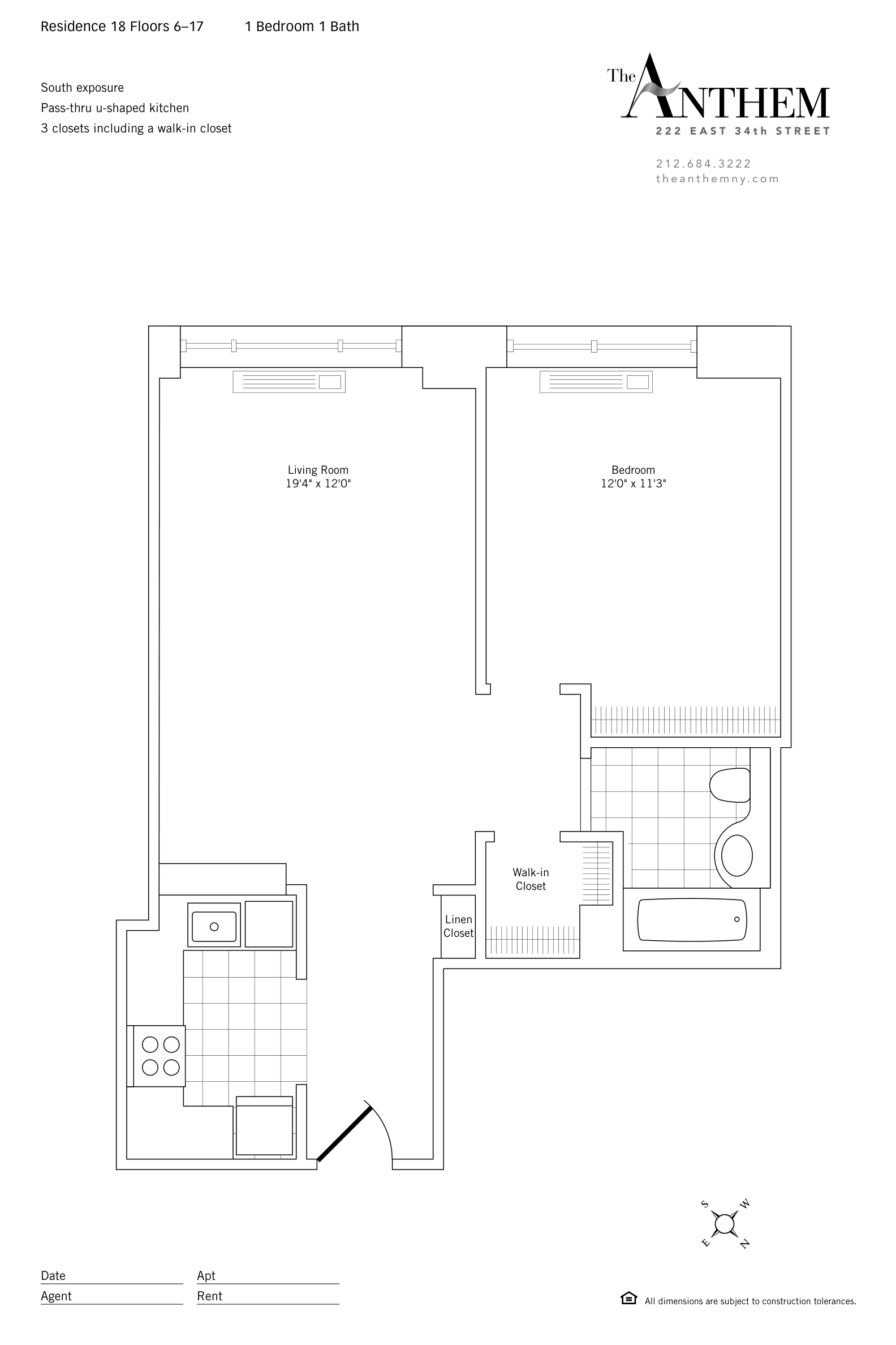 Floor plan — Residence 718 — 1 Bedroom