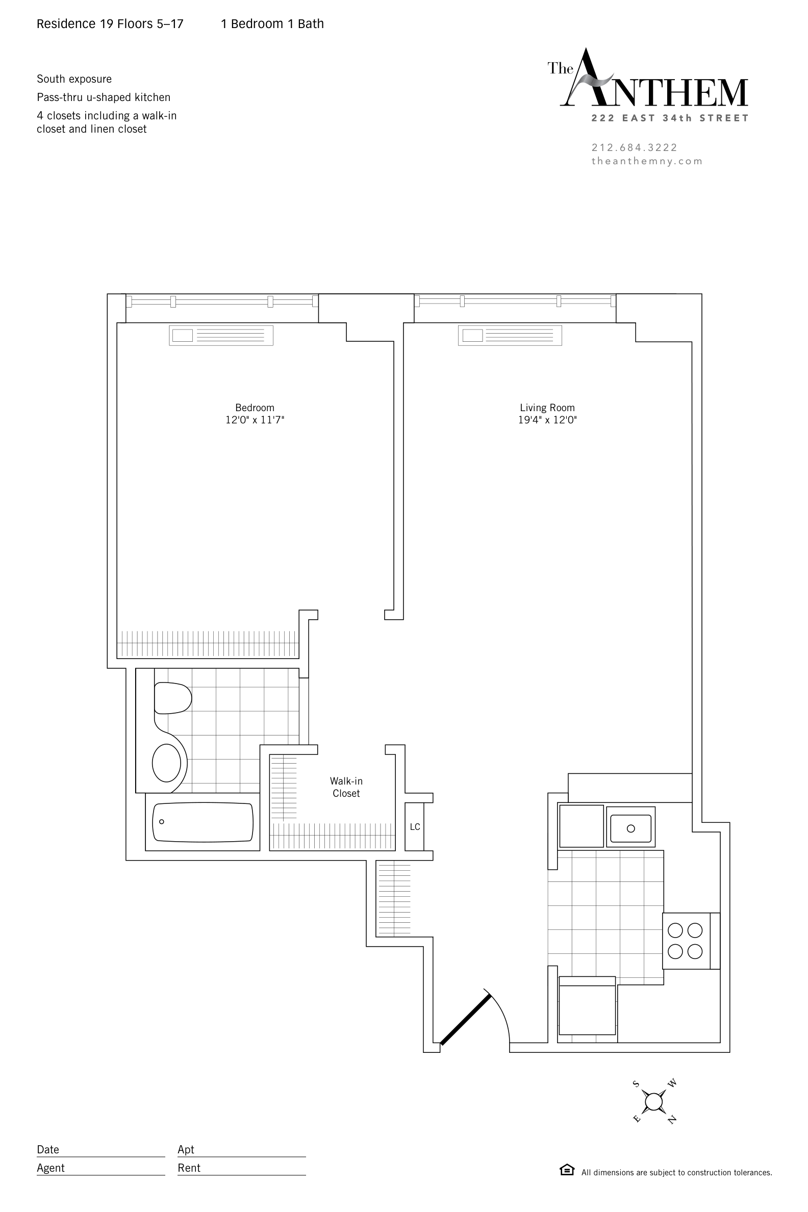 Floor plan — Residence 519 — 1 Bedroom