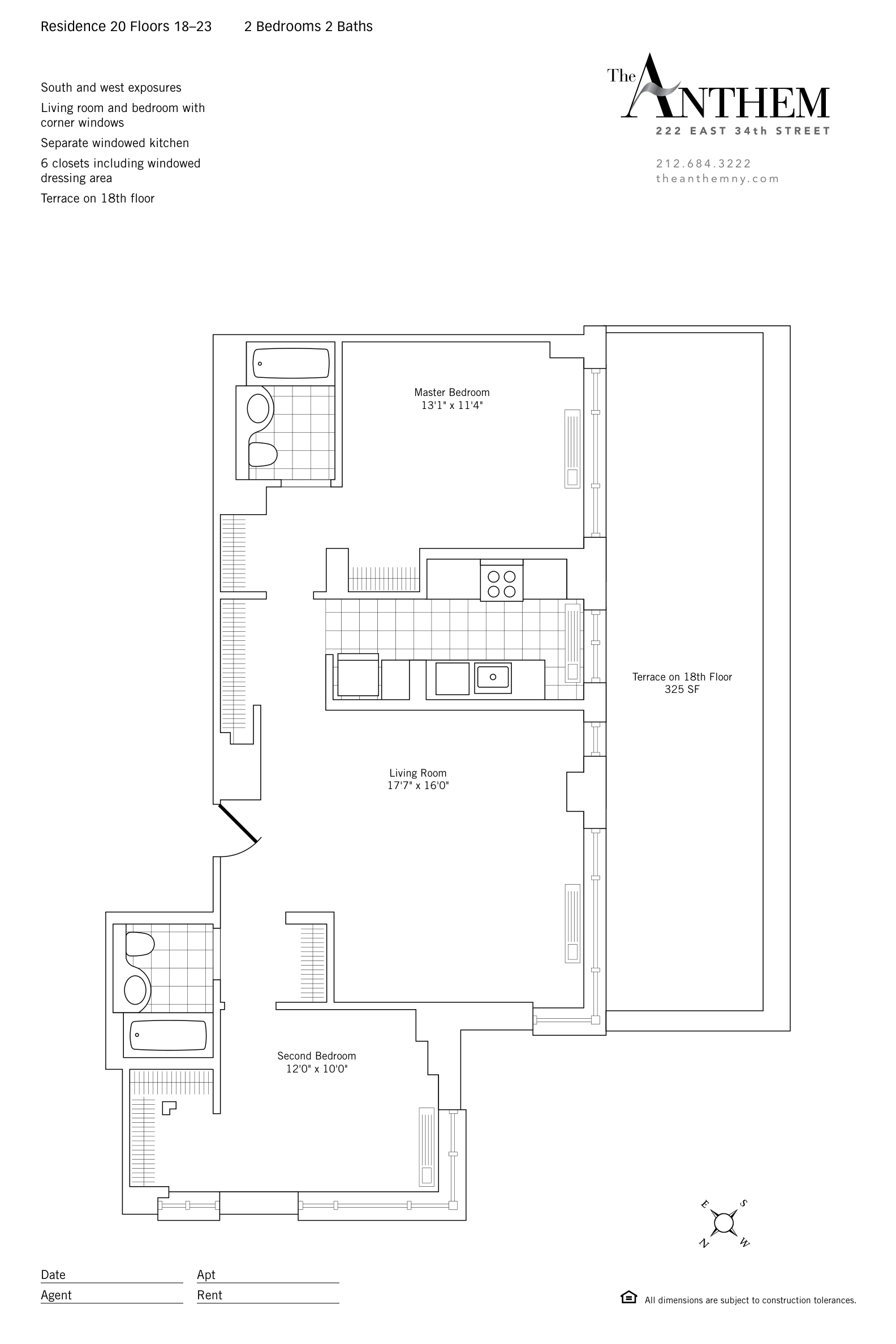 Floor plan — Residence 1820 — 2 Bedroom