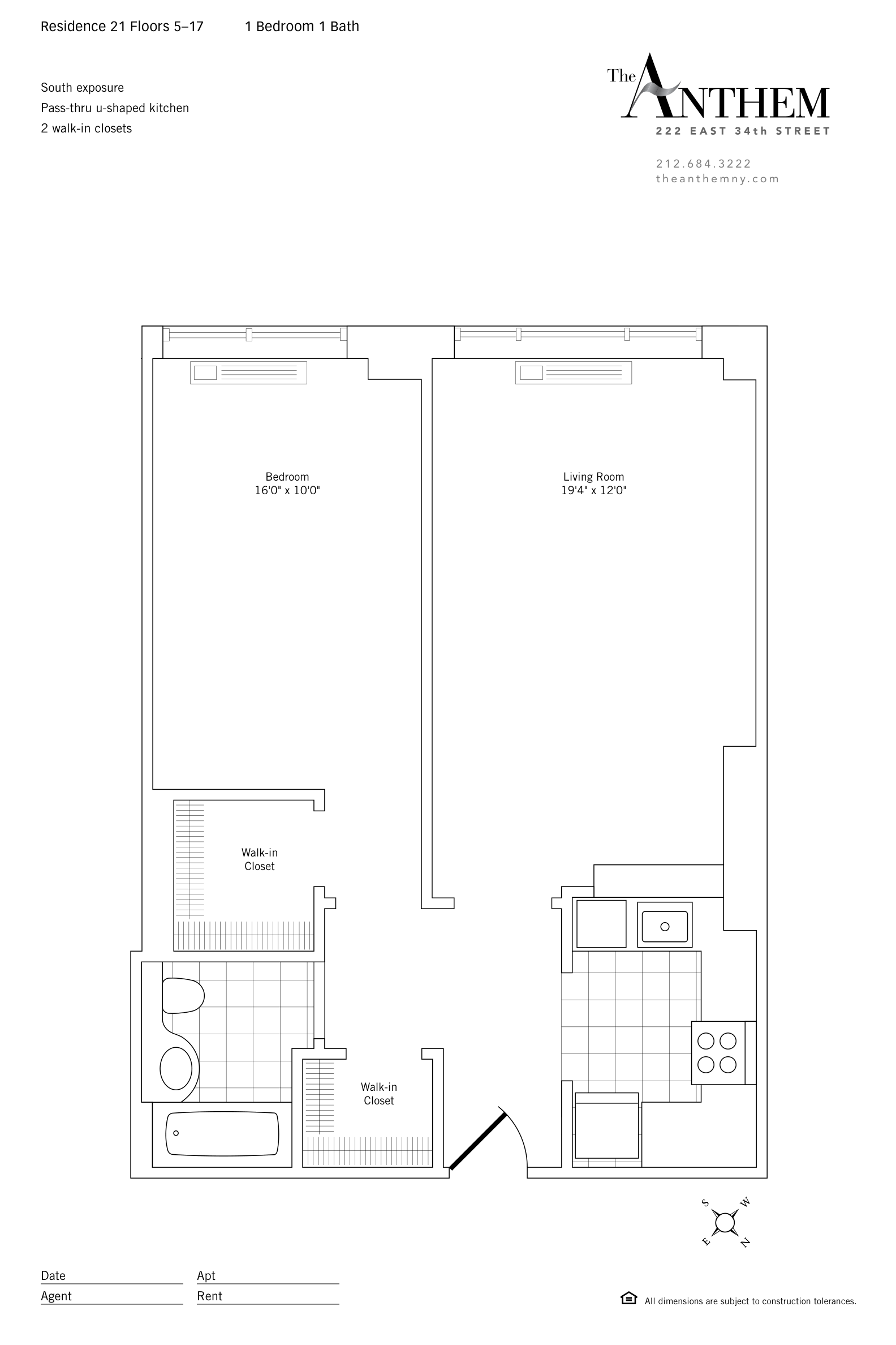 Floor plan — Residence 1021 — 1 Bedroom