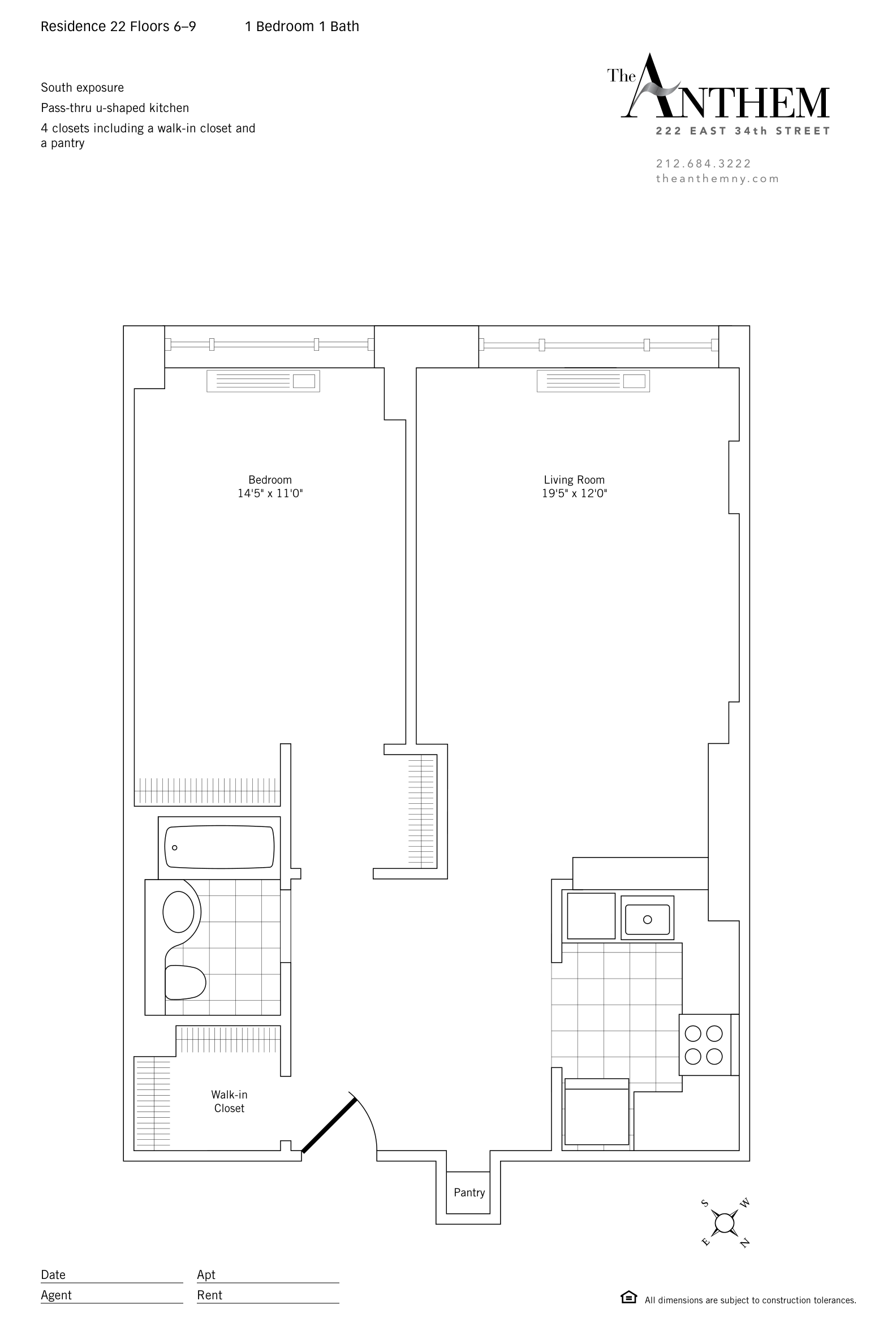 Floor plan — Residence 922 — 1 Bedroom