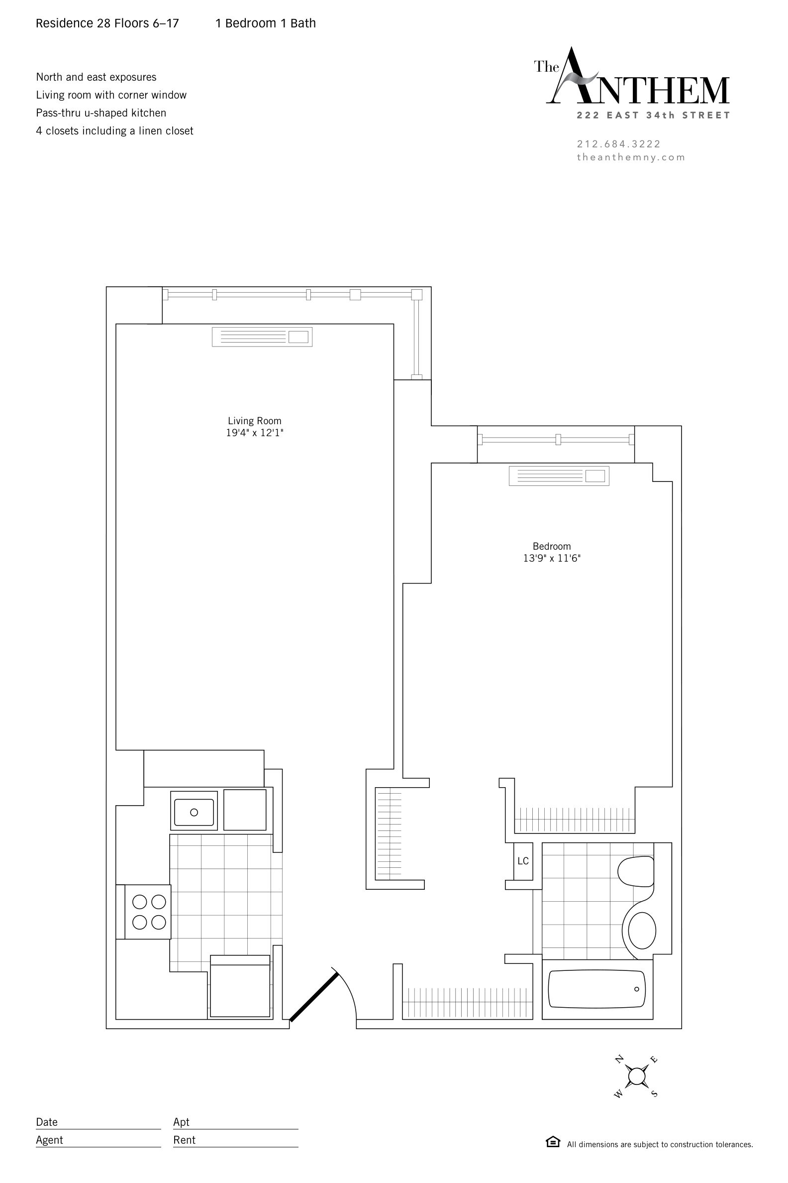 Floor plan — Residence 828 — 1 Bedroom