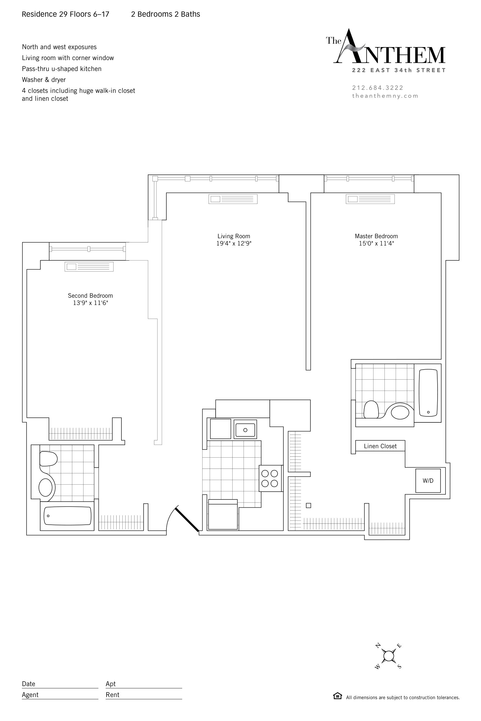 Floor plan — Residence 1029 — 2 Bedroom