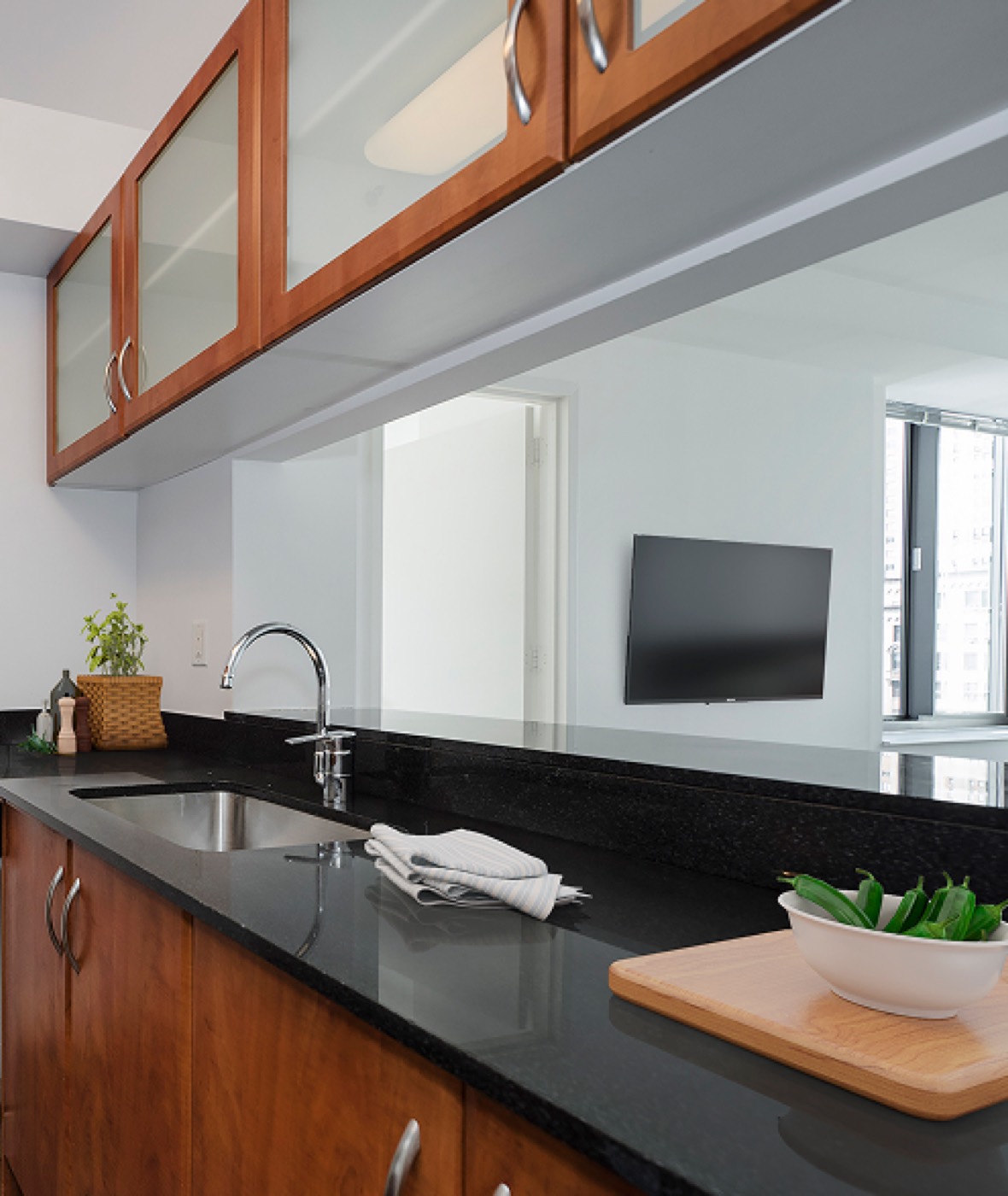 Organized galley kitchen in a Murray Hill apartment