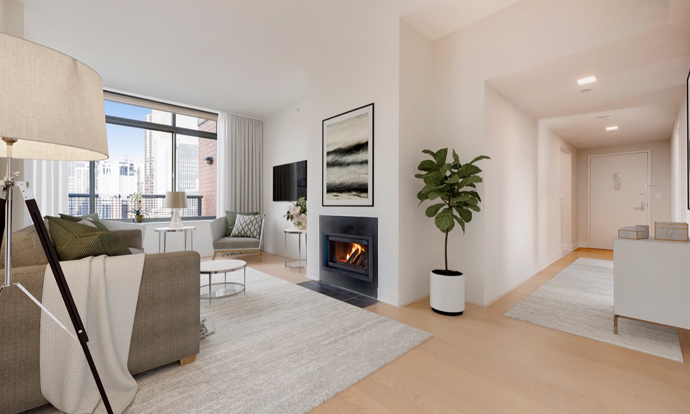Warm, edited living room in a Murray Hill apartment