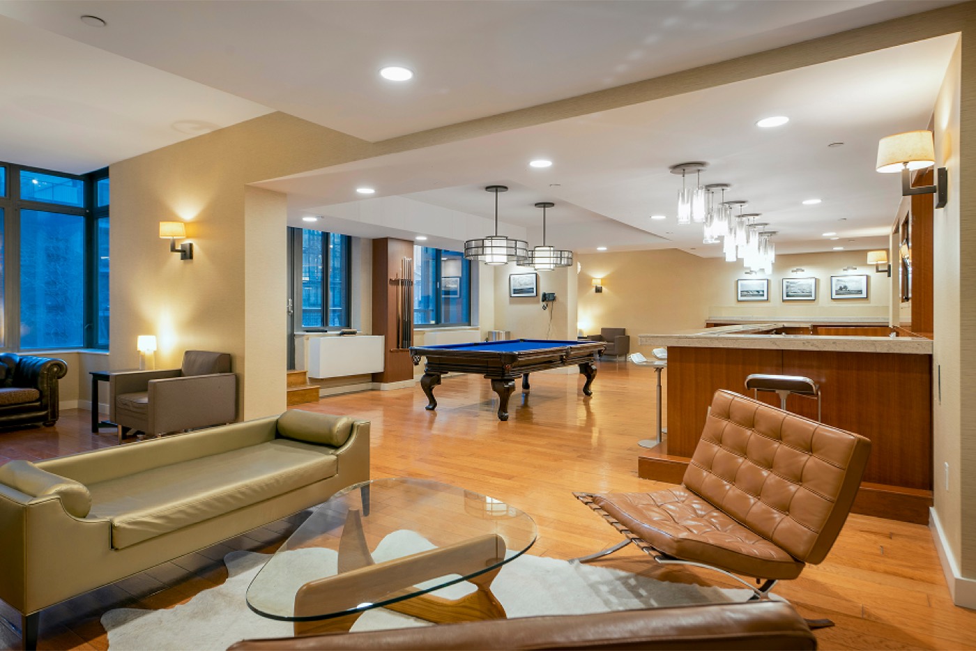 The Anthem resident lounge in the evening