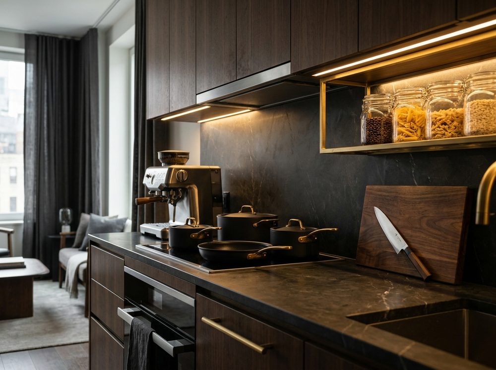 Modern apartment kitchen ready for move-in at The Anthem